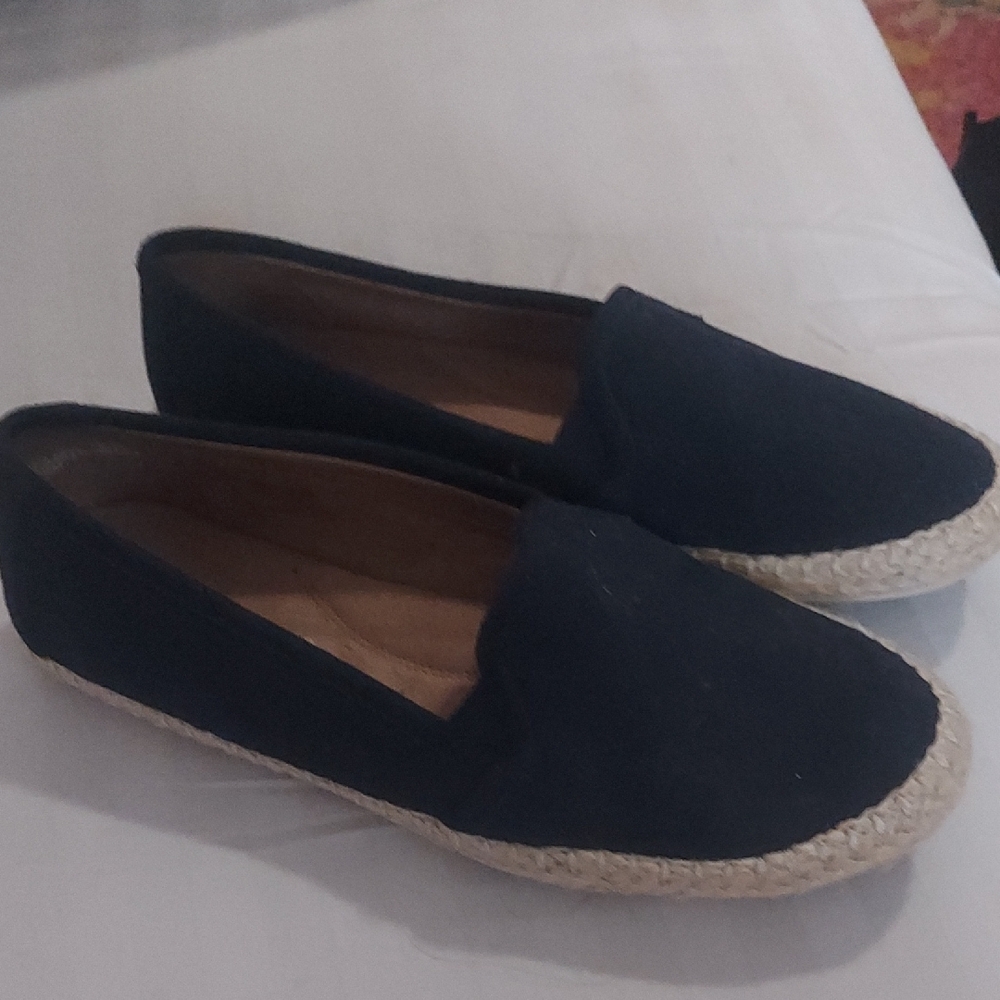 AEROSOLES Suade Dark Bl Espadrille Flats with Jute Sole